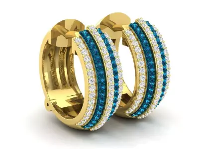 AV 569 Round Diamond Ladies Hoop Earrings 3D print model