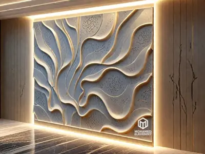 modern panel wall decor set wall relief mural CNC 104 3D model
