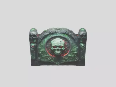 This is a dark fantasy gravestone Low-poly 3D model