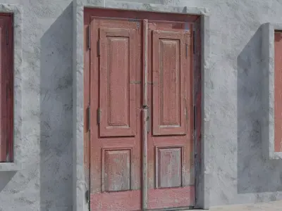 Red Windows and Doors Bundle Low-poly 3D model