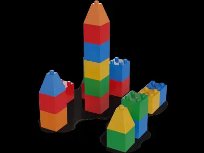 Cars and action games Building Blocks Set Low-poly 3D model buy