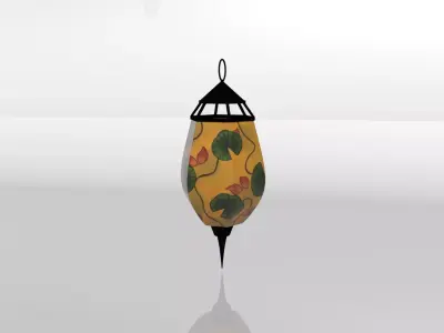 Painted-lilypad Lantern 3D model