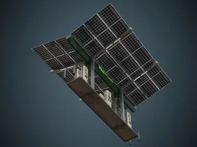 Solar Charging Station 1B Low-poly 3D model