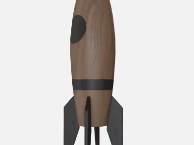Wood rocket Low-poly 3D model