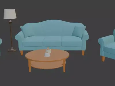 Cartoon style sofa set 3D model order