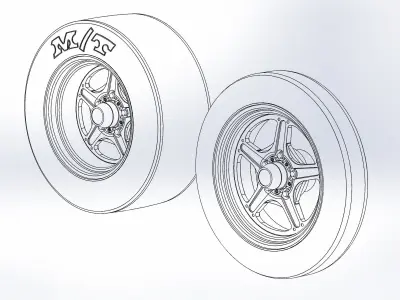 Set of wheels Billet Street Lite for scale model of dragster 3D print model