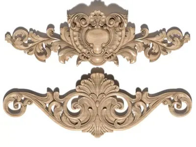 Cartouche-040 two ornate carvings 3D model
