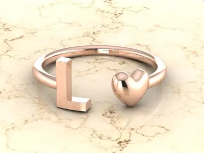 Alphabet Jewelry with Heart Ring L 3D print model