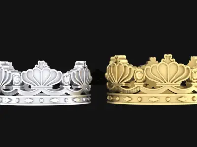 crowns crown ring in gold and silver 3D print model