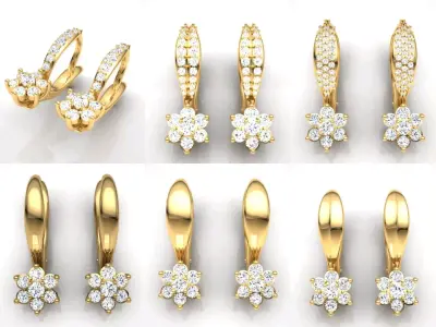  C3 The luxury female earring with gems 3D Model Pack