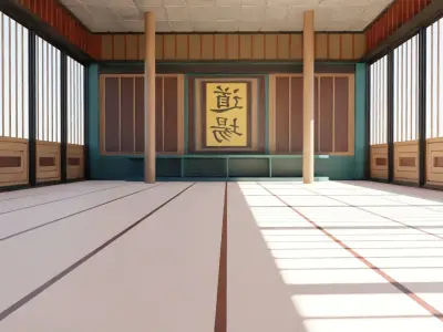 Dojo Hall Low-poly 3D model