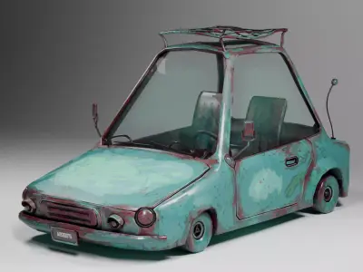 Lowpoly Stylized cartoon car -PBR Textures Low-poly 3D model