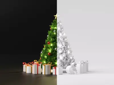 Christmas set tree with presents 3D model