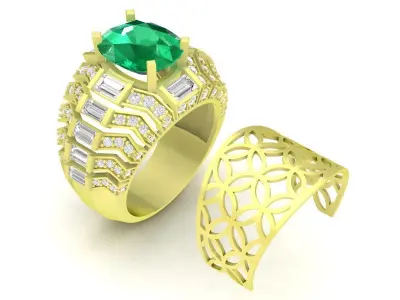 Luxury Emerald Style Diamond Ring 3D Jewelry Model 03 3D print model