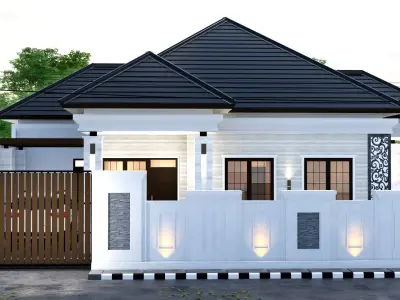 White Luxury Classic House full interior furniture  3D model