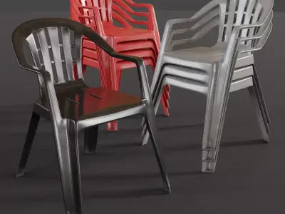 Stackable Plastic Chair Low-poly 3D model