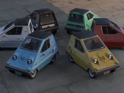 Sebring-Vanguard Citicar  Comuta car - set of 6 colors Low-poly 3D model