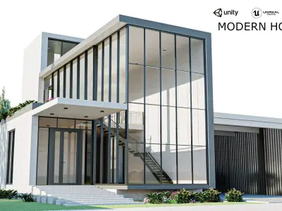 Modern House Low-poly 3D model