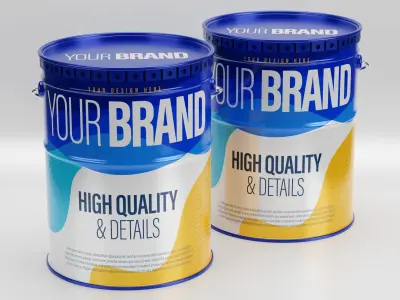 Metal Paint Bucket Packaging 3D model