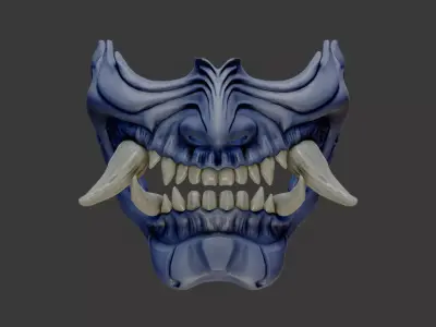 Wearable Oni Mask 14 Demon Half Face Ver 2 3D print model