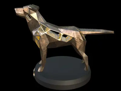 Steampunk Small Tan Dog Low-poly 3D model