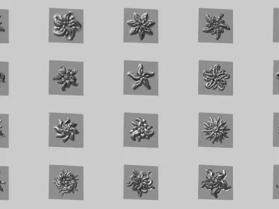 20 flower ornament VDM brushes  a01 for  Zbrush   3D print model