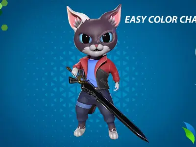 Cat Slayer 003 Low-poly 3D model
