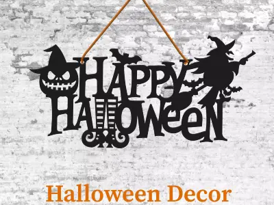 Happy Halloween Sign - Wall - Door Hanger - 3D Halloween Decor 3D print model