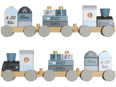 Toy wooden train 3D model