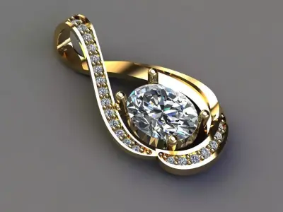 Jewelry pendant 3D print model 3
