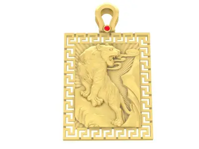 Luxury Rectangular Dragon Head Pendant for Men  3651 3D print model