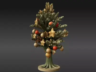 Seasonal Ornament Tree 3D Model Festive Print-Ready Decoration  3D print model