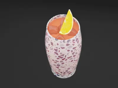Red Lemon Cocktail Low-poly 3D model