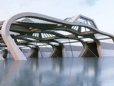 Concrete Corridor Scene - Architectural Background - V1U10 3D model