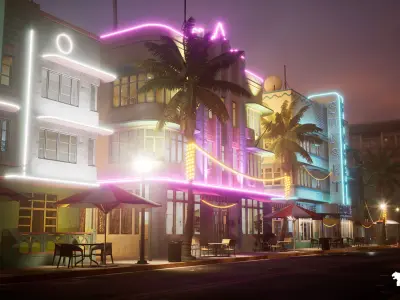 Miami Vice City Environment Low-poly 3D model