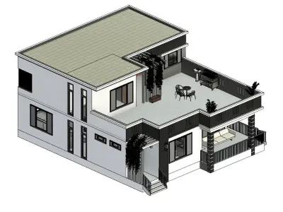 4 Bedroom Revit House plan Low-poly 3D model