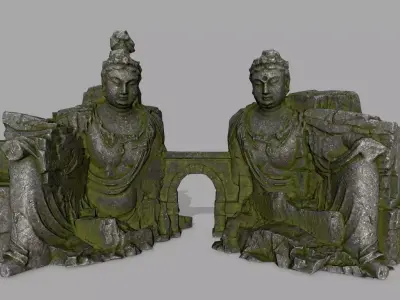 buddha rock gate Low-poly 3D model