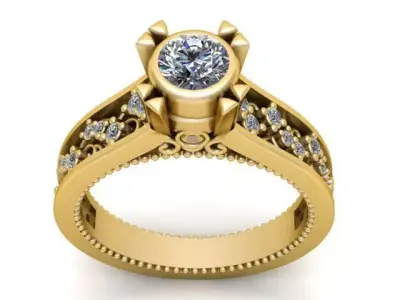 Royal Crown Engagement Ring 3D print model