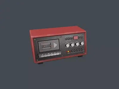 Red Police Tape Recorder Low-poly 3D model