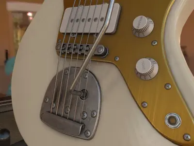 Squier Jazzmaster Electric Guitar Low-poly 3D model