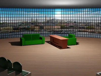 Talk Show Studio Low-poly 3D model
