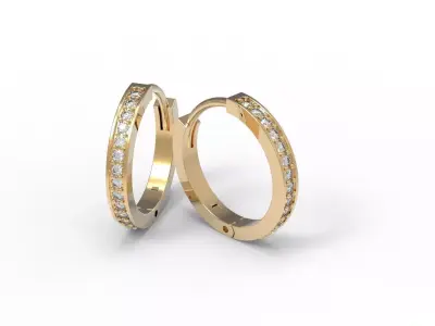G0063 gold hoop earrings with diamonds 3D print model