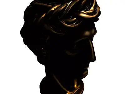 Classic Bronze Male Bust Statue Low-poly 3D model