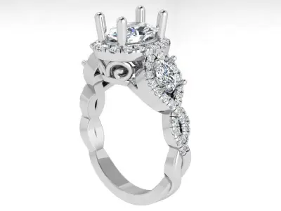 Oval Halo Twisted Ring 4228 3D print model