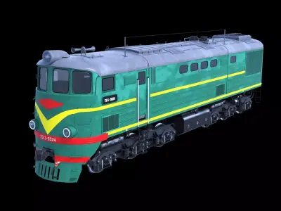 Soviet TE3 diesel locomotive 3D model