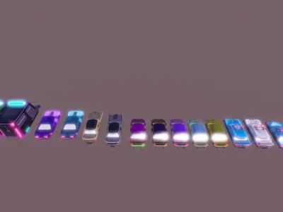 Cars all Low-poly 3D model