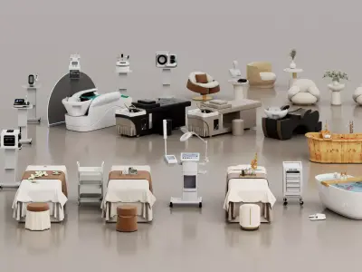 Luxury Spa  Beauty Salon Equipment Collection Low-poly 3D model