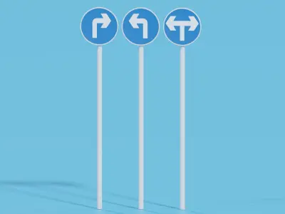 Turn Left Sign and Turn Right Sign 3D model