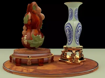 Chinese  gourd with vase  3D model