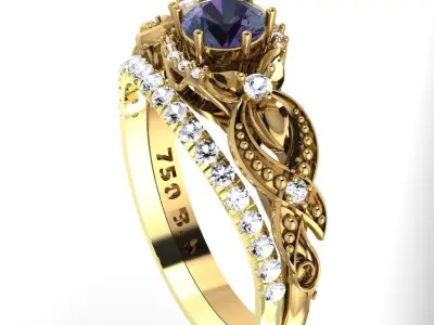 floral solitaire set 3D print model